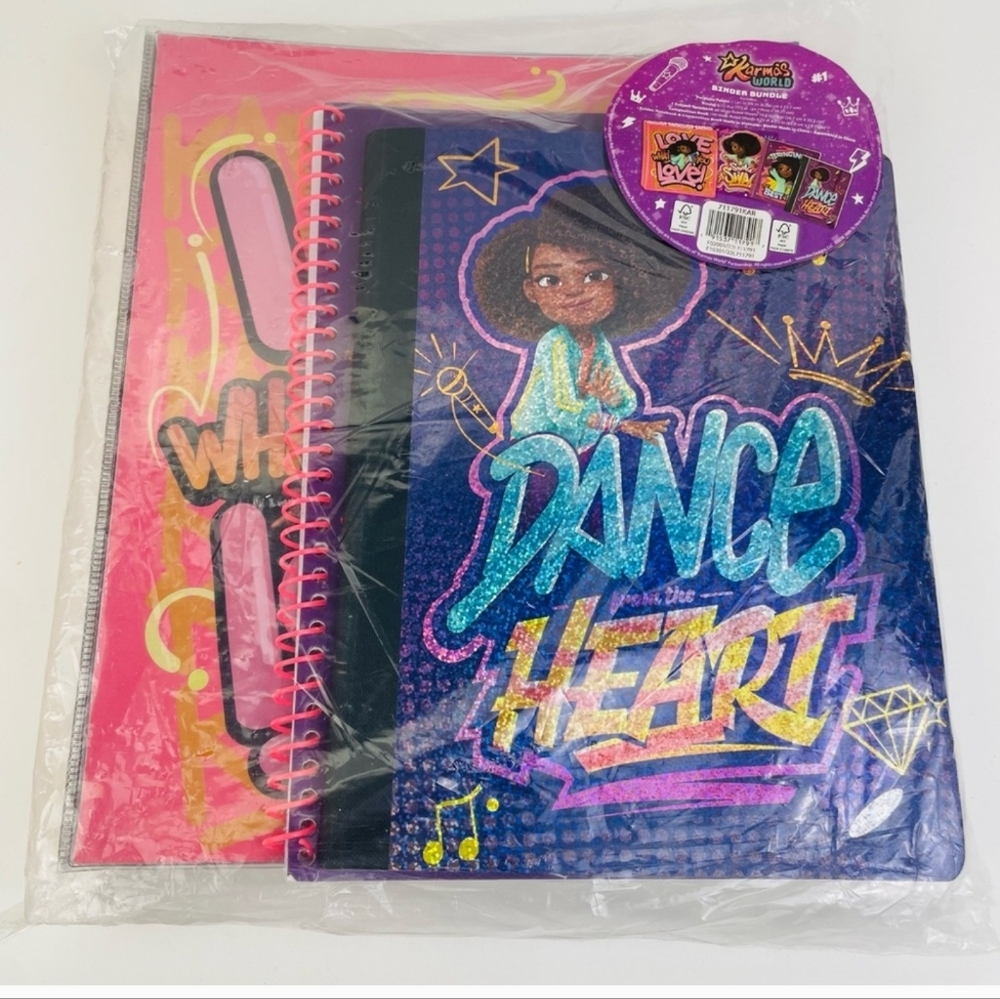 Karma's World Stationery  Bundle 3-Ring Binder Folder Notebook Composition